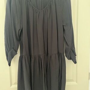 H&M Black Textured Drop Waist Dress